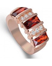 Red Crystal and Zircon Ring